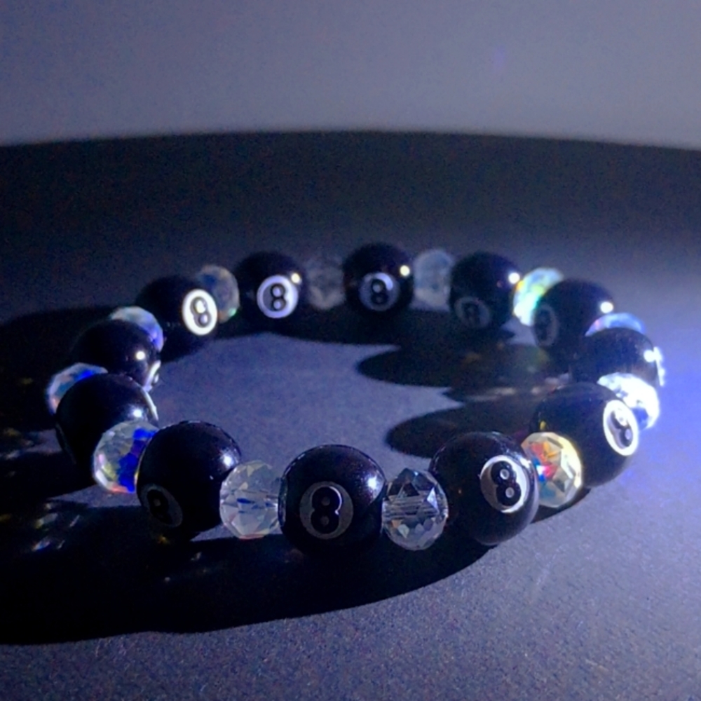 8Ball Crystal Beaded Bracelet